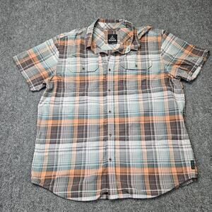 Prana Men’s Large‎ Shirt Earth-Tone Cotton Blend Eco Travel Casual Fit